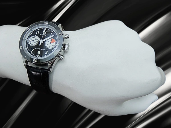 へメル クロノグラフ HF30 エアストリーム Cal.ST19 SS シールスー リバースパンダダイヤル 社外レザー+専用尾錠装着 BOX付属 手巻き HEMEL HF30 Airstream  [代行おまかせコース]