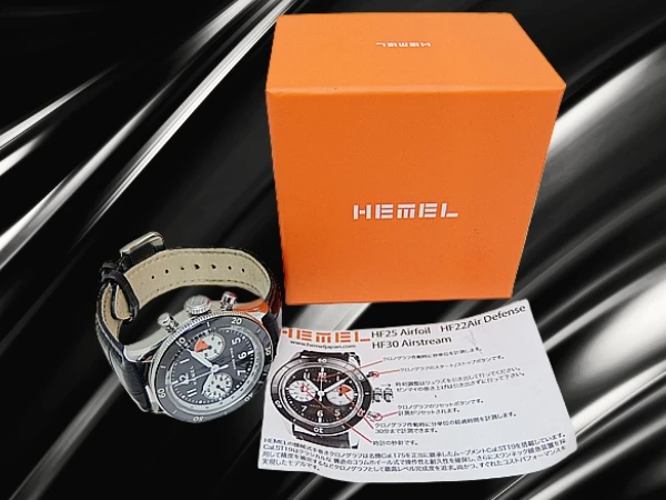 へメル クロノグラフ HF30 エアストリーム Cal.ST19 SS シールスー リバースパンダダイヤル 社外レザー+専用尾錠装着 BOX付属 手巻き HEMEL HF30 Airstream  [代行おまかせコース]