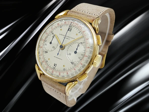 ジラールペルゴ  ヴィンテージ クロノグラフ Cal.バルジュー22 GP金張り ファンシーラグ シルバーダイヤル 社外レザー装着 手巻き 2025年OH済 時計店修理明細付属　GIRARD-PERREGAUX Valjoux 22 Chronograph [代行おまかせコース]