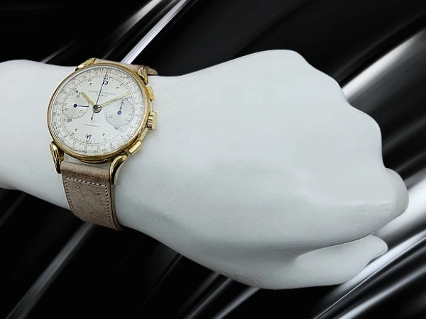 ジラールペルゴ  ヴィンテージ クロノグラフ Cal.バルジュー22 GP金張り ファンシーラグ シルバーダイヤル 社外レザー装着 手巻き 2025年OH済 時計店修理明細付属　GIRARD-PERREGAUX Valjoux 22 Chronograph [代行おまかせコース]