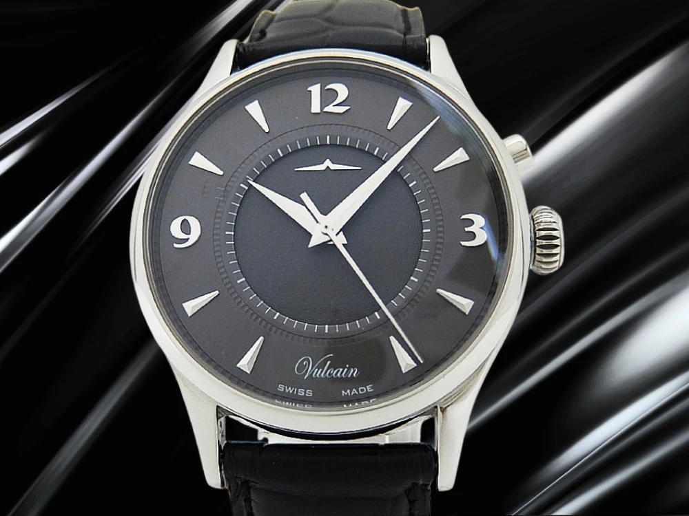 バルカン ゴールデン ヴォイス ロンド Ref.100117.088 SS ギョウシェダイヤル サイレントアラーム 自社製ムーブメント 専用ストラップ+Dバックル装着 手巻き BOX・購入店保証・取説付属 VULCAIN Golden Voice Rond cricket [代行おまかせコース]