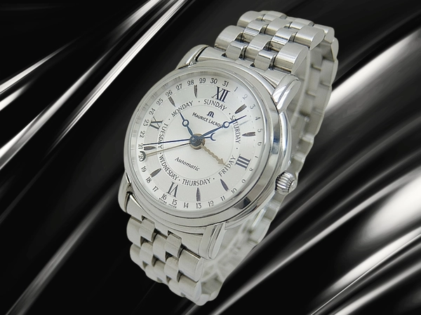 モーリスラクロア マスターピース ファイブハンズ デイデイト Ref.27792 Cal.ML27 SS シースルー シルバーツートンダイヤル プッシュ式バタフライバックル7連ブレス装着 オートマチック BOX・ギャラ等付属 MAURICE LACROIX Masterpiece Collection Five Hands [代行おまかせコース]