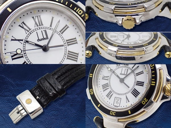 ダンヒル ミレニアム ダイバー デイト No.67 QMRM 16735 GP/SS ホワイトダイヤル レザーベルト Dバックル装着 クオーツ dunhill Millennium [代行おまかせコース]