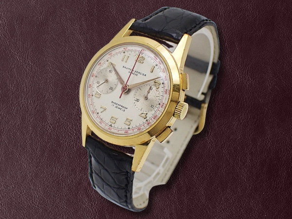 ボーム&メルシェ クロノグラフ Cal.ランデロン48 GP/SS シルバーダイヤル 社外レザー装着 手巻き BAUME&MERCIER [代行おまかせコース]