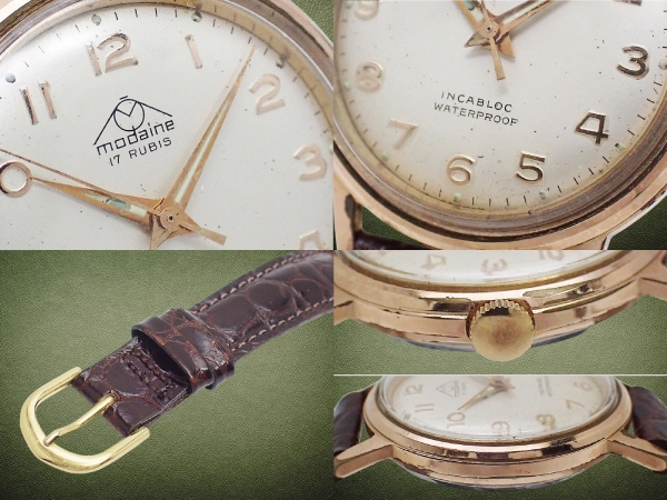 モダイン スカイホーク 17石 Cal.1686 GP/SS シルバーダイヤル 社外レザー装着 手巻き MODAINE Sky Hawk [代行おまかせコース]