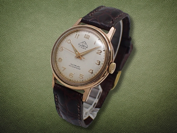 モダイン スカイホーク 17石 Cal.1686 GP/SS シルバーダイヤル 社外レザー装着 手巻き MODAINE Sky Hawk [代行おまかせコース]