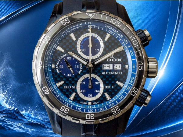 エドックス グランドオーシャン クロノグラフ リミテッドエディション Ref.01123-357BU4-BUIN4 自動巻き デイデイト 300M防水 100本限定カラー ボックス・ギャランティ付 EDOX GRAND OCEAN [代行おまかせコース]