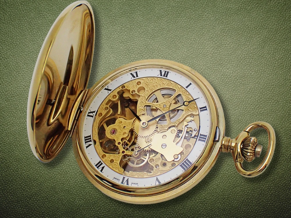 アエロ ウオッチ 懐中時計 両面フルスケルトン 金張り ハンターケース ポケットウオッチ 手巻き AERO WATCH [代行おまかせコース]