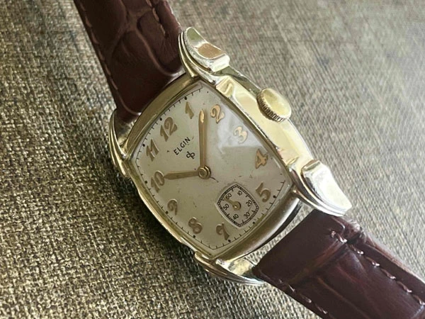 エルジン ELGIN USA製 10K RGP 角型 Cal.554 レクタンギュラー トノーケース スモセコ