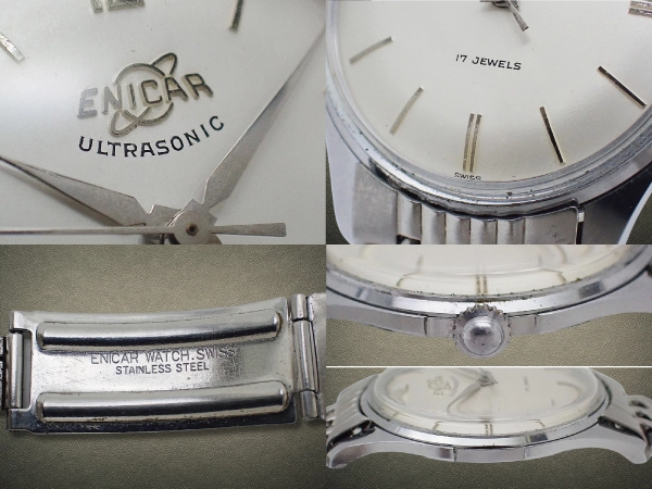 エニカ ウルトラソニック Ref.100/56S 17石 Cal.AR1010 メッキ/SS シルバーダイヤル 7連ライスブレス装着 手巻き ENICAR ULTRASONIC [代行おまかせコース]