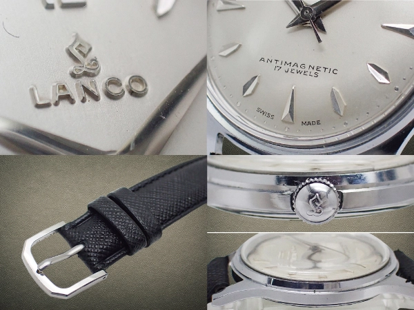 ランコ センターセコンド 17石 Cal.1027 メッキ/SS シルバーダイヤル 社外レザー装着 保管品 LANCO ANTIMAGNETIC [代行おまかせコース]