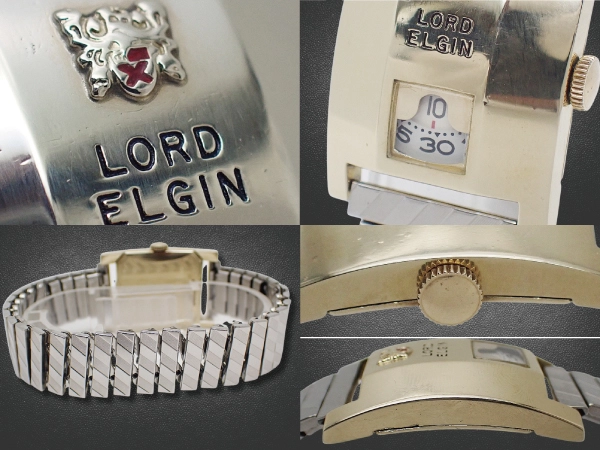 ロード エルジン ジャンピングアワー 鉄仮面 14K GOLD FILLED レクタングル 社外エクステンションブレス装着 手巻き ヴィンテージボックス付属 LORD ELGIN JUMPING HOUR WATCH [代行おまかせコース]