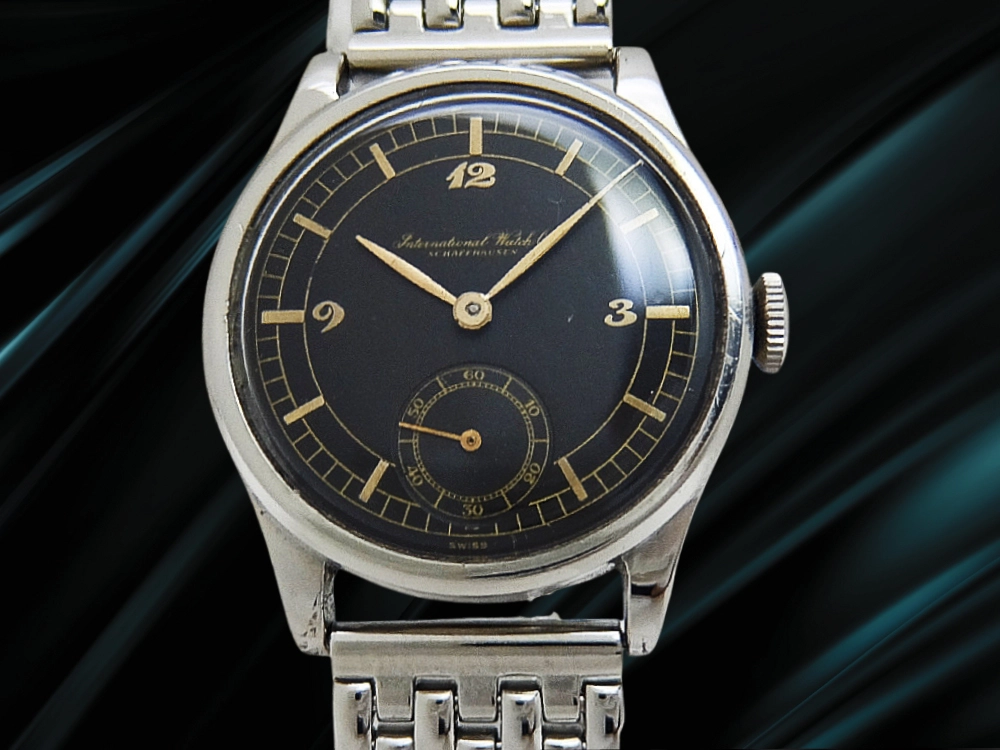 IWC オールドインター スモールセコンド Cal.83 SS スクリューバック マットブラック セクターダイヤル 筆記体ロゴ 社外製ジュビリーブレス 手巻き INTERNATIONAL WATCH Co. [代行おまかせコース]