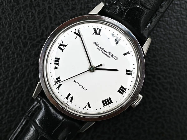 IWC オールドインター ラウンド Ref.803A Cal.854 SS お魚リューズ 希少 ホワイトローマンダイアル オートマチック IWC尾錠付属