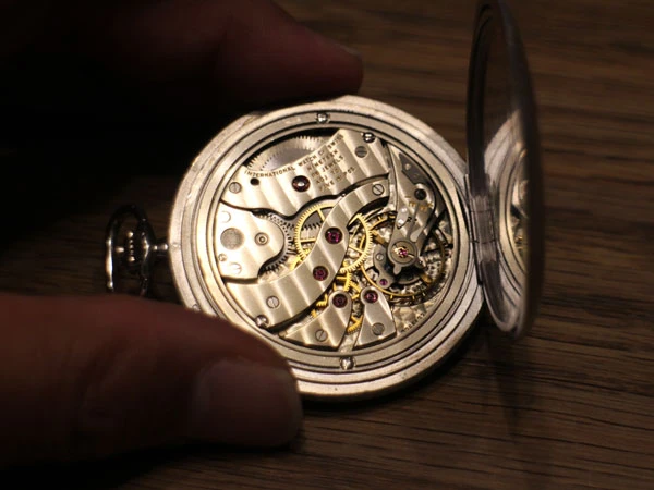 IWC 名機 Cal982 ジャイロマックステンプ搭載 ハイグレード 銀無垢 手巻 ハンター 懐中時計 美品 重量級 当時の保証書、ボックスなど付属品完備