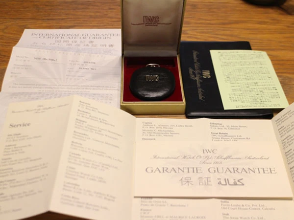 IWC 名機 Cal982 ジャイロマックステンプ搭載 ハイグレード 銀無垢 手巻 ハンター 懐中時計 美品 重量級 当時の保証書、ボックスなど付属品完備