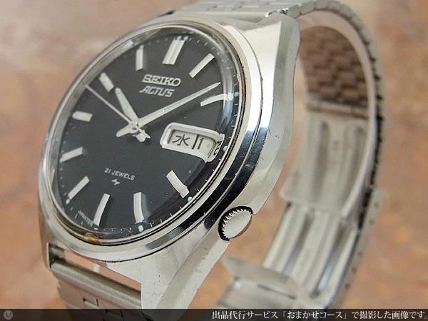 セイコー SEIKO アクタス ACTUS　精悍なブラックダイヤル オートマチック 7019-8010 21石 デイデイト 自動巻き