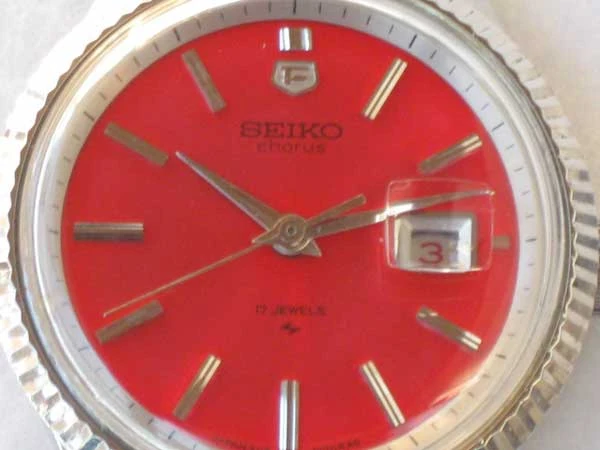 セイコー コーラス レディース 2188-0240 赤文字盤 17石 手巻き コインエッジベゼル SEIKO CHORUS オーバーホール済・修理保証書付属