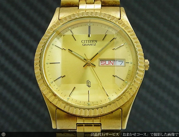 シチズン クオーツ 6100-K09320 5面カットガラス フルーテッドベゼル CITIZEN