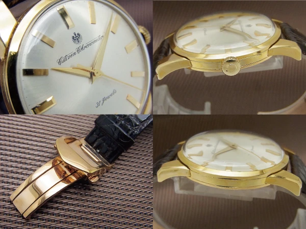 シチズン クロノメーター 31石 Ref.CR1507081 14K GOLD FILLED シルバーダイヤル 大鷲メダリオン 手巻き Citizen Chronometer [代行おまかせコース]