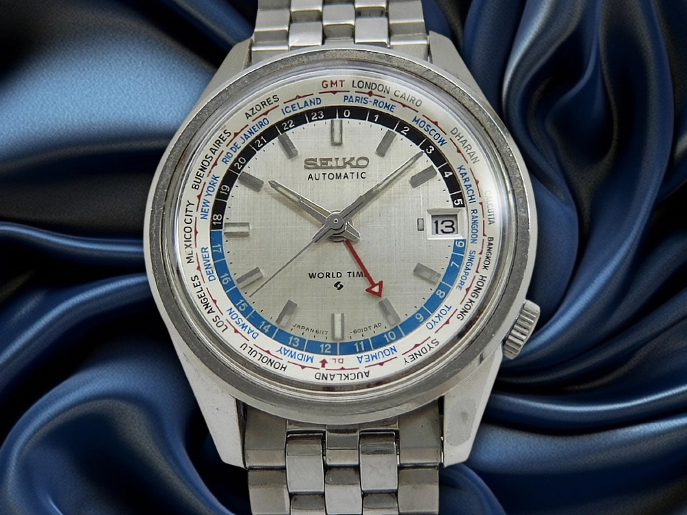 セイコー ワールドタイム セカンドモデル 6117-6010 SS シルバーダイヤル ブレス仕様  オートマチック SEIKO WORLD TIME 2nd [代行おまかせコース]