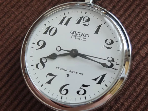 セイコー SEIKO 鉄道時計 19セイコー 懐中時計 プレシジョン 21石 セコンドセッティング 手巻き 未使用品 BOX等付属