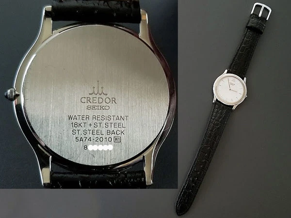 セイコー クレドール SEIKO CREDOR 5A74-2010 18KT WG BEZEL メンズ　