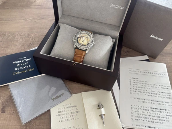 シェルマン ワールドタイム ミニッツリピーター クロワゾネダイヤル Ref.6880-T003699 TA 200本限定モデル クオーツ BOX付属 SHELLMAN WORLD TIME MINUTE REPEATER