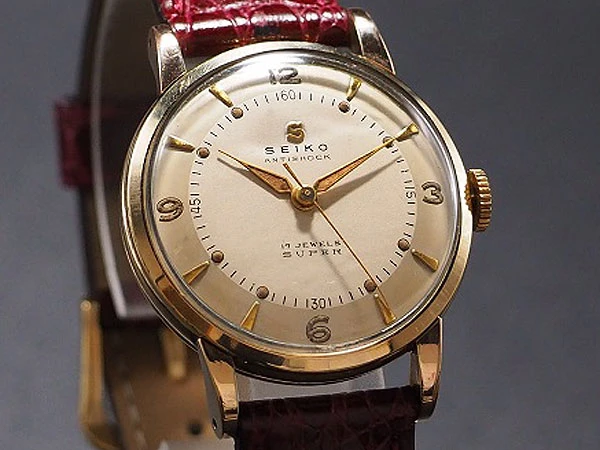 セイコー スーパー 17石 SEIKO SUPER ANTISHOCK 1950‘s 赤機械 手巻き アンティーク SEIKO製新品ベルト付き