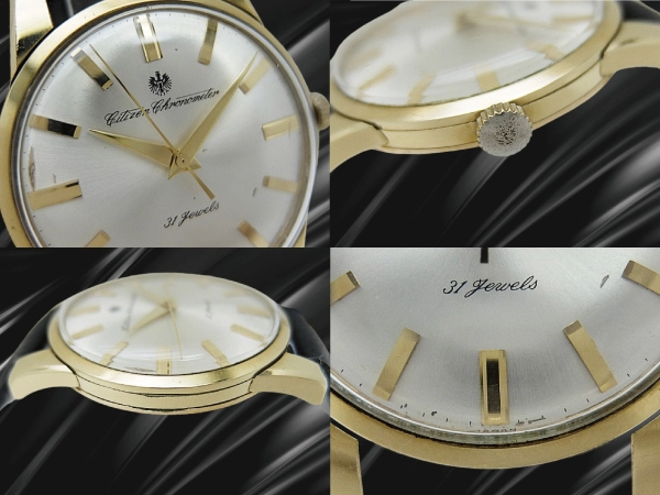 シチズン クロノメーター 31石 Ref.CR1507081 100 MICRONS GOLD FILLED シルバーダイヤル 大鷲メダリオン 手巻き Citizen Chronometer [代行おまかせコース]