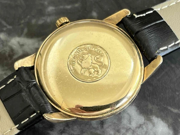 グランドセイコー ファーストモデル J14070 ブラックダイヤル Cal.3180 14K GOLD FILLED CHRONOMETER 獅子メダリオン
