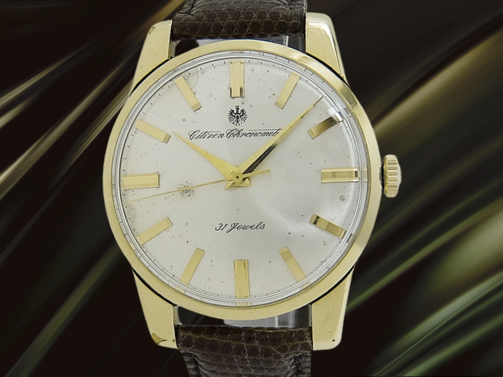 シチズン クロノメーター 31石 Ref.CR1507081 100 MICRONS GOLD FILLED シルバーダイヤル 大鷲メダリオン 手巻き Citizen Chronometer [代行おまかせコース]