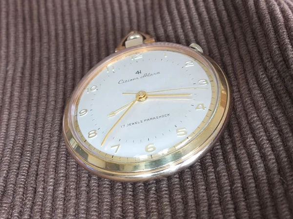 シチズン CITIZEN アラーム 懐中時計 17石 18K GP 国産初アラームポケットウォッチ 手巻き Citizen Alarm 美品