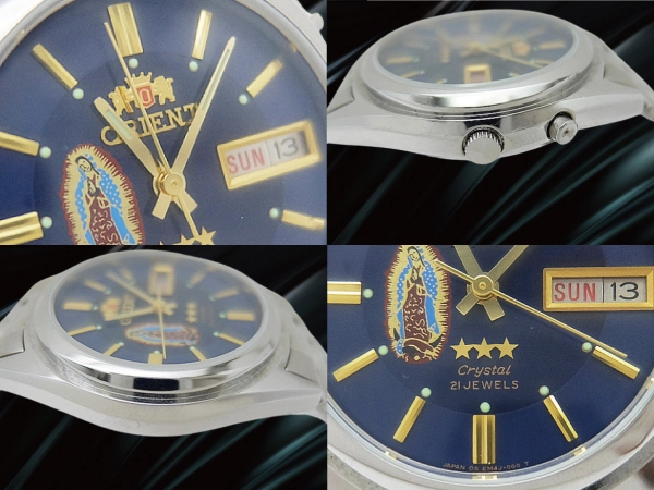 オリエント クリスタル 21石 EM4J-CO CA SS 三ツ星 ダークブルーダイヤル ブレス仕様 オートマチック マリアモデル ORIENT CRYSTAL [代行おまかせコース]