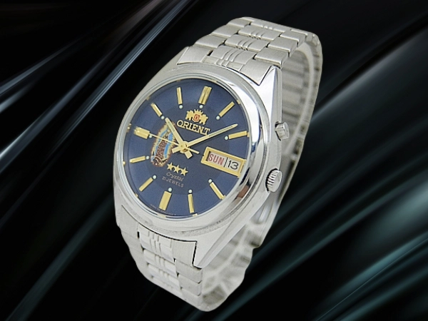 オリエント クリスタル 21石 EM4J-CO CA SS 三ツ星 ダークブルーダイヤル ブレス仕様 オートマチック マリアモデル ORIENT CRYSTAL [代行おまかせコース]