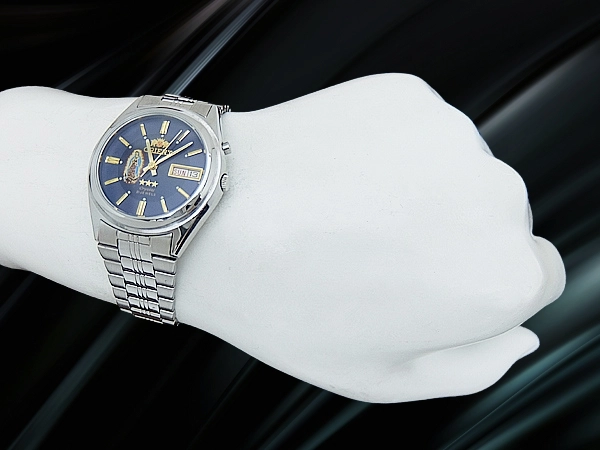 オリエント クリスタル 21石 EM4J-CO CA SS 三ツ星 ダークブルーダイヤル ブレス仕様 オートマチック マリアモデル ORIENT CRYSTAL [代行おまかせコース]