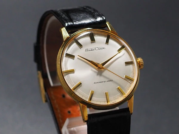 セイコー クラウン Seiko Crown 21石 ダイアショック SEIKOSHA 裏蓋保護シール有 尾錠 バネ棒 ベルト付