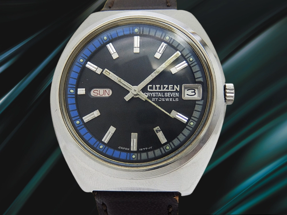 シチズン クリスタルセブン 27石 Ref.ACSS 2932-Y SS トノー型 ブラックダイヤル デイデイト オートマチック CITIZEN CRYSTAL SEVEN [代行おまかせコース]