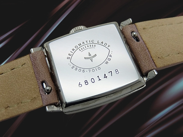 セイコーマチック レディ カレンダー 21石 2505-7010 WGP スクエア シルバーダイヤル 未使用社外レザーベルト オートマチック SEIKOMATIC LADY CALENDAR [代行おまかせコース]