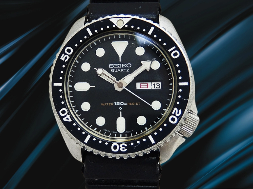 セイコー ダイバー 150m 7548-7000 SS 両方向回転ベゼル ブラックダイヤル ラバーべルト クオーツ SEIKO Diver QUARTZ [代行おまかせコース]