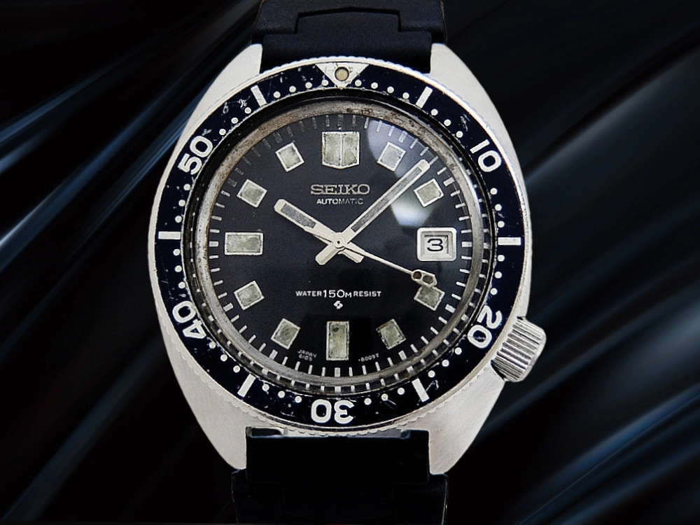 セイコー セカンドダイバー 150m 6105-8000 前期型モデル SS ブラックダイヤル ラバーバンド装着 オートマチック SEIKO 2nd Diver [代行おまかせコース]