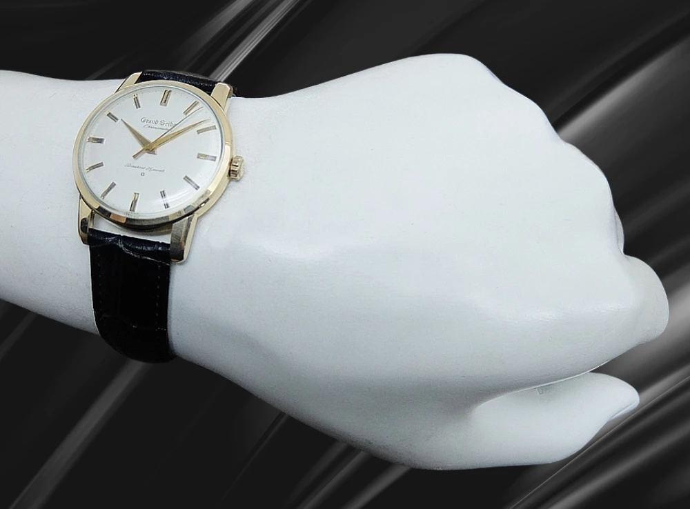 グランドセイコー ファーストモデル クロノメーター J14070 Cal.3180 14K GOLD FILLED SDダイヤル アップライトロゴ 獅子メダリオン 社外ベルト装着 手巻き 2025年OH済 時計店修理明細付属 GRAND SEIKO GS 1st [代行おまかせコース]