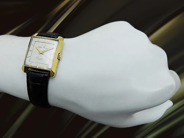 タカノ プレシジョン スーパー 17石 Ref.14028 GP/SS 角型 スクエア シルバーダイヤル 社外レザー装着 手巻き Takano Precision Super [代行おまかせコース]