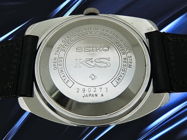 キングセイコー ハイビート 5621-7000 SS クッション ワンピースケース ダークブルーダイヤル 社外製レザー装着 オートマチック KING SEIKO HI-BEAT 56KS [Shopまるごと委託]