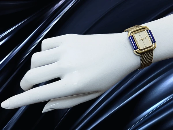 セイコー レディース 1719-3070 ブルーストーン/SGP/SS スクエア 裏リューズ ゴールドダイヤル ブレス装着 手巻き SEIKO [代行おまかせコース]