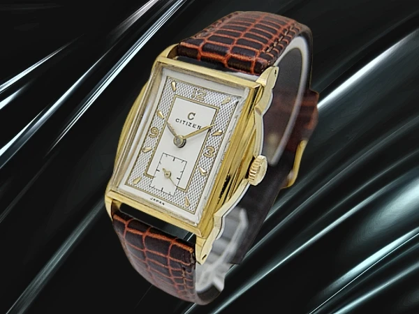 シチズン 角型 アールデコ GP/SS ツートンダイヤル 社外製レザー装着 手巻き CITIZEN [代行おまかせコース]