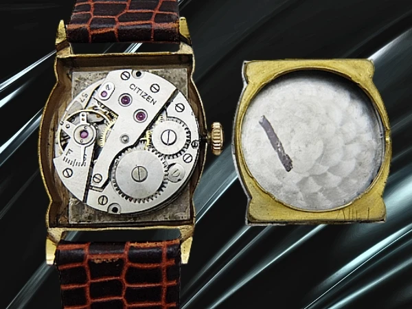 シチズン 角型 アールデコ GP/SS ツートンダイヤル 社外製レザー装着 手巻き CITIZEN [代行おまかせコース]