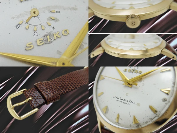 セイコー インジケーター 巻印 21石 Ref.14015 14K GOLD FILLED 希少 隠れSマークダイヤル 社外レザー装着 国産初の自動巻き時計 Seiko Automatic [代行おまかせコース]