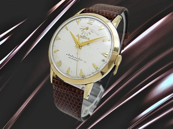 セイコー インジケーター 巻印 21石 Ref.14015 14K GOLD FILLED 希少 隠れSマークダイヤル 社外レザー装着 国産初の自動巻き時計 Seiko Automatic [代行おまかせコース]