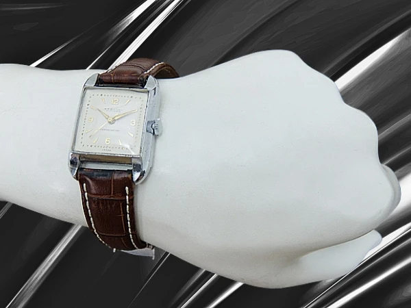 シチズン スペシャル No.106627 角型 スクエア メッキ/SS ホワイトダイヤル 社外製レザー装着 手巻き CITIZEN SPECIAL [代行おまかせコース]